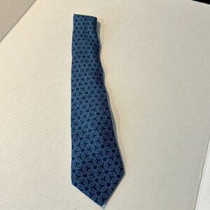 Hermes Silk Tie Navy Blue‎ Chain Pattern 100% Silk Designer Mens Classic